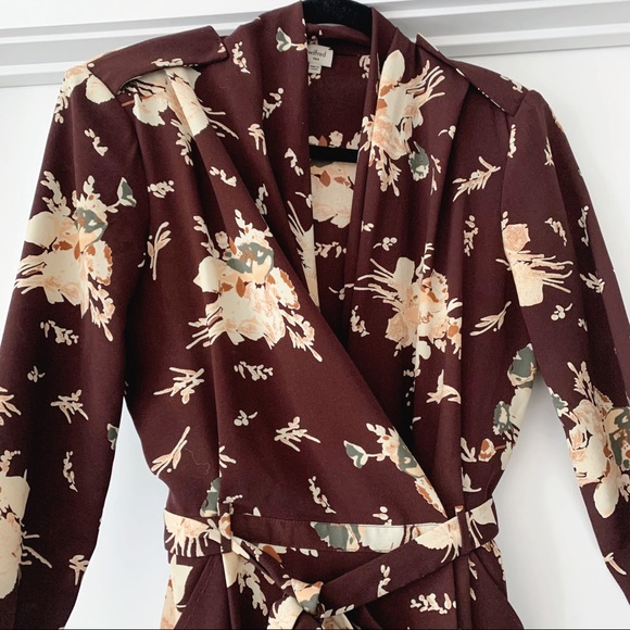 Aritzia Wilfred Burgundy Floral Dress - Size 2 - Picture 6 of 12